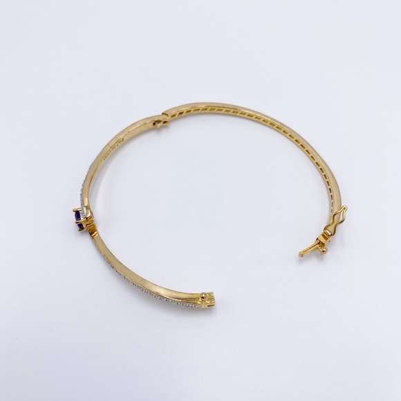 Gold Plated Amethyst Bangle Bracelet - Picture 5 of 9